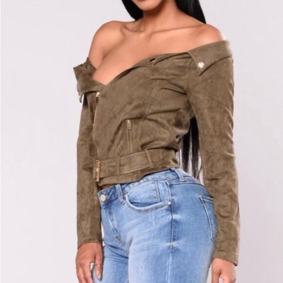 Fashion Nova Soft Suede Sway Jacket in Olive Medium - Picture 4 of 8